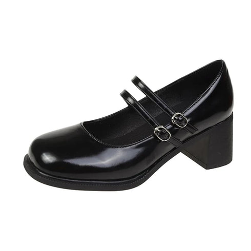 Patent Crossover Mary Jane Block Heel
